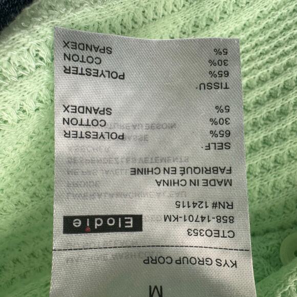 Elodie Women’s Medium Green Waffle Knit Button Crop Top NWT - Picture 6 of 7